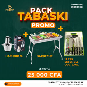 Pack Tabaski Friday Store – Hachoir 3 L, Barbecue pliable & Ensemble 10 couteaux