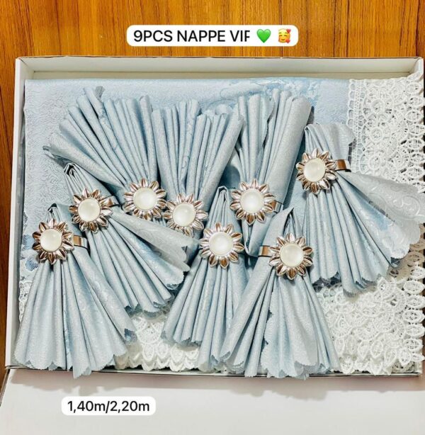 Ensemble Nappe Dentelle + 9 Serviettes & Ronds de Serviette Fleuris – Friday Store