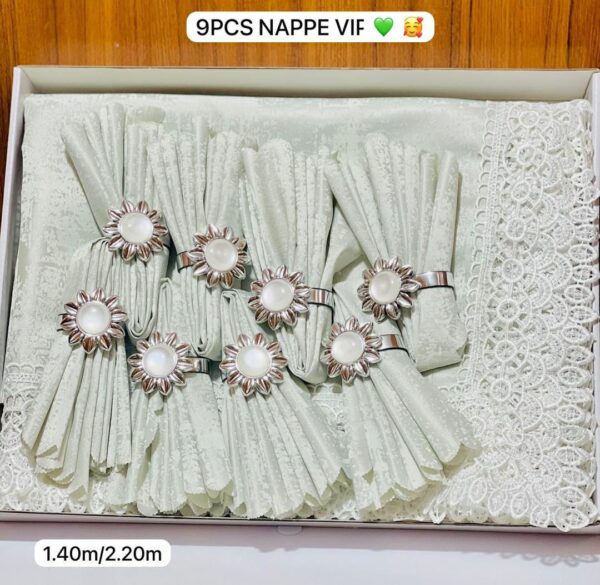 Ensemble Nappe Dentelle + 9 Serviettes & Ronds de Serviette Fleuris – Friday Store – Image 3