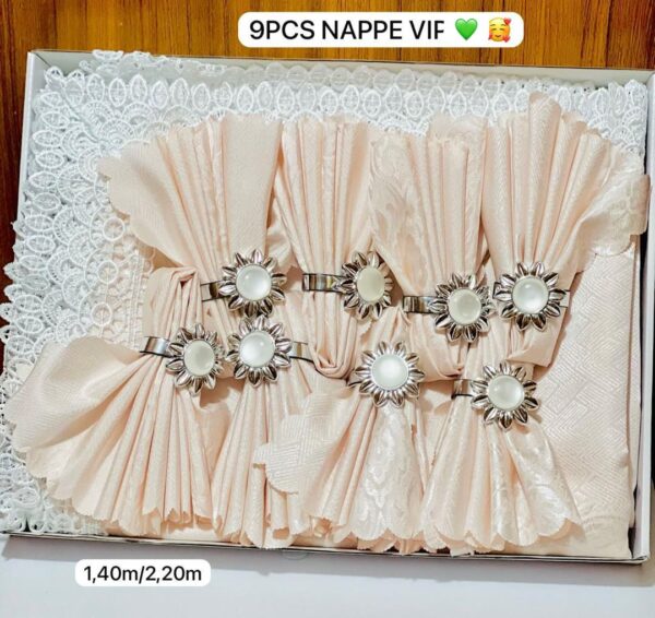 Ensemble Nappe Dentelle + 9 Serviettes & Ronds de Serviette Fleuris – Friday Store – Image 4