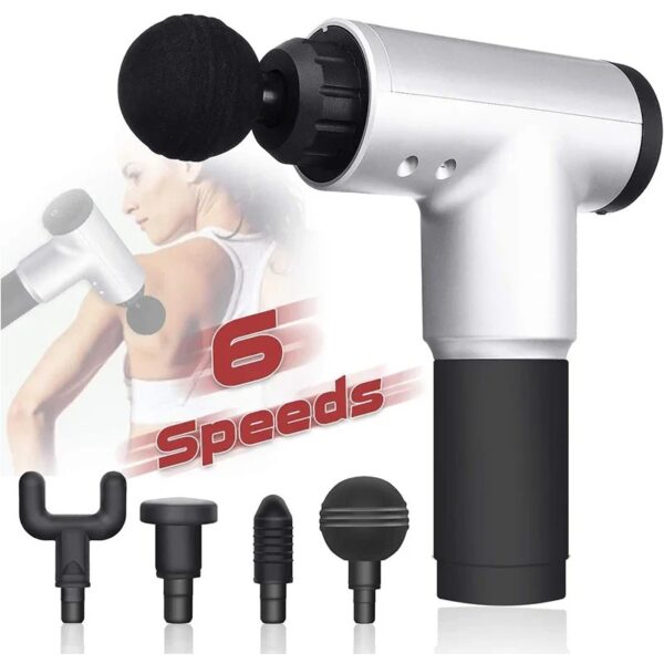 Pistolet de Massage Musculaire 6 Vitesses – 4 Embouts Interchangeables | FRIDAY STORE