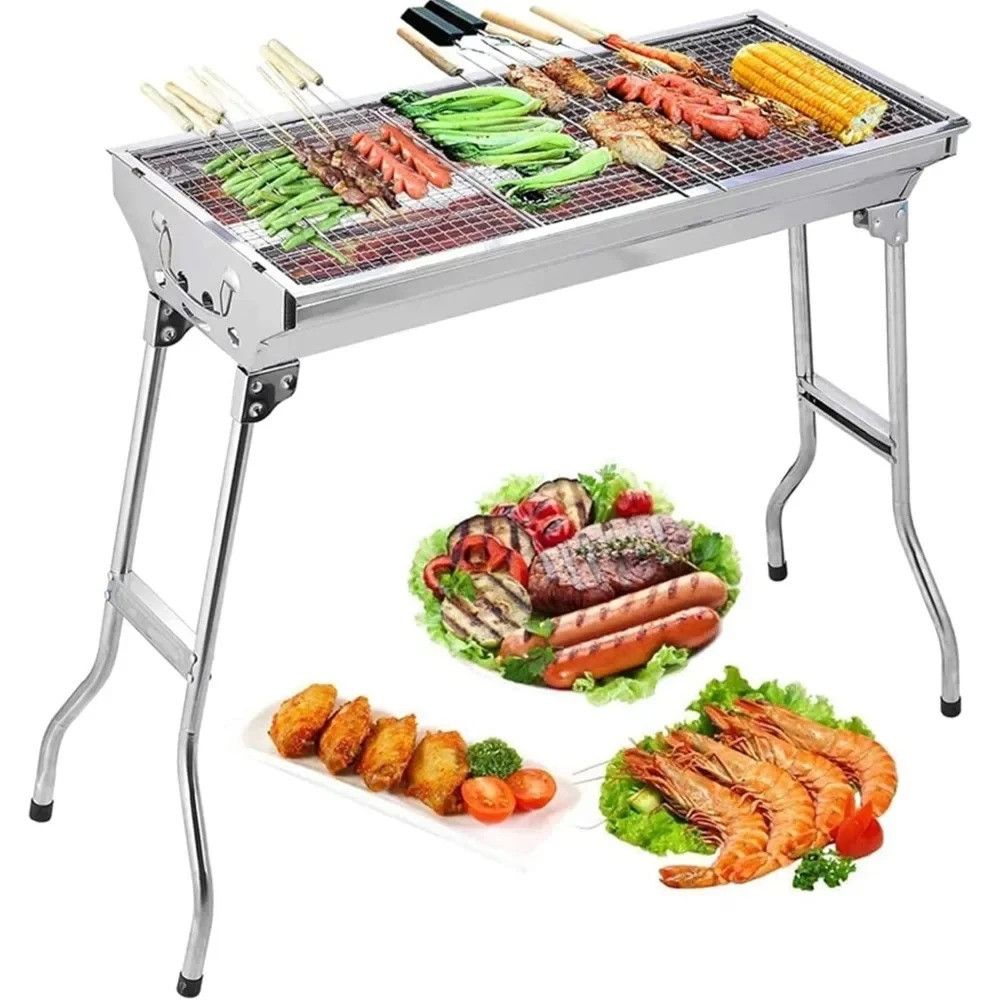 Barbecue Portable en Acier Inoxydable – Idéal pour Grillades en Plein Air