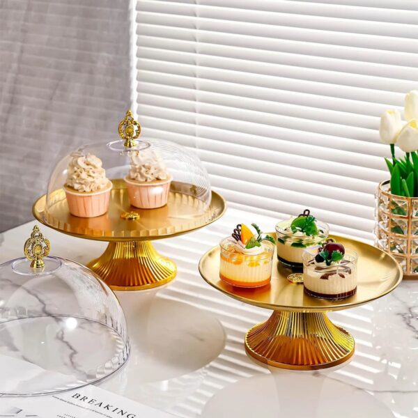 Présentoir à Gâteau Doré avec Cloche Transparente – Plateau & Stand de Gâteau Friday Store – Image 8