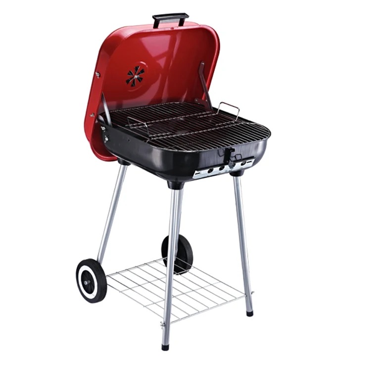 Barbecue Charbon Portable avec Couvercle Rouge • Grillade Outdoor & Brasero Friday Store