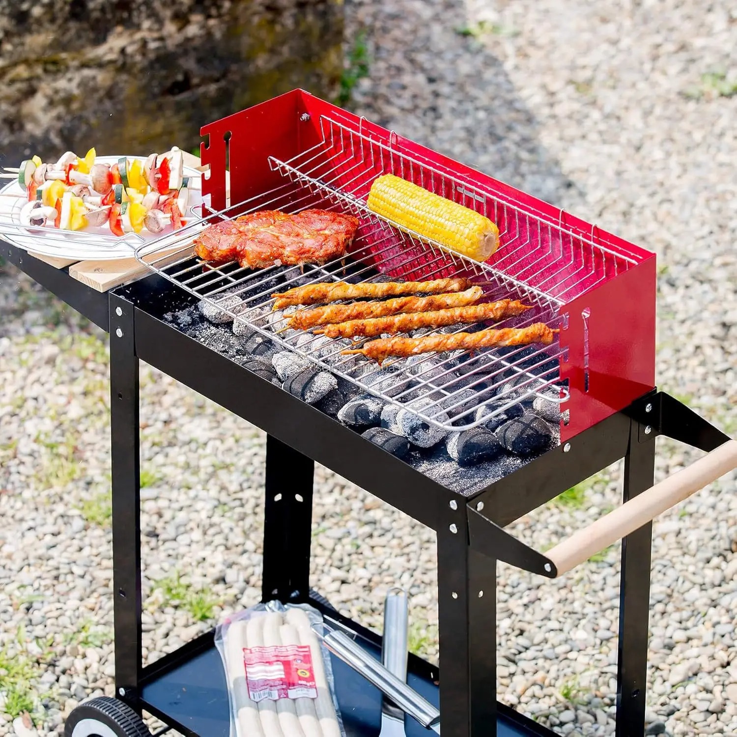 Barbecue à Charbon Portable 2 Niveaux sur Roulettes – FRIDAY STORE