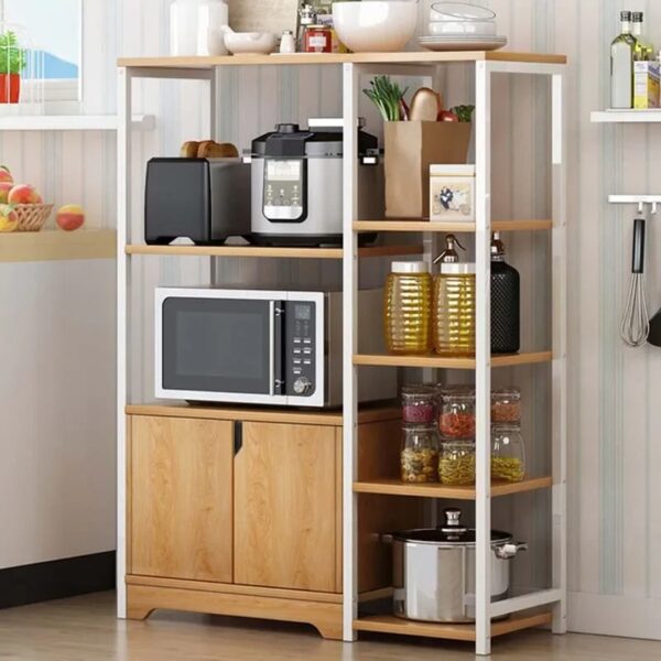 Armoire de Rangement Cuisine 6 Niveaux avec Portes – Étagère Multifonctionnelle en Acier & Bois | FRIDAY STORE – Image 2