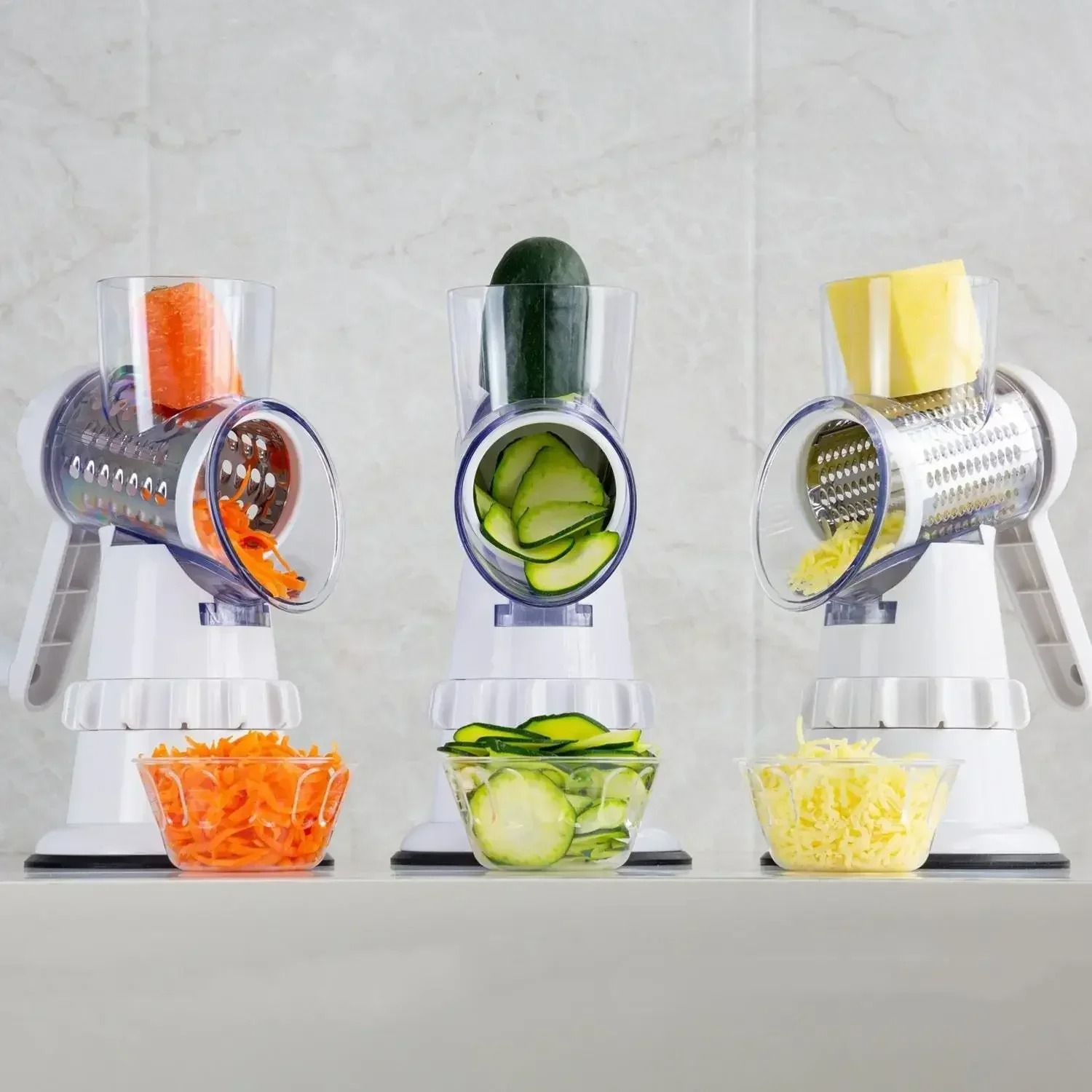 Hachoir Rotative 3 en 1 – Mandoline Manuel, Coupe-Légumes & Râpe Fromage | FRIDAY STORE