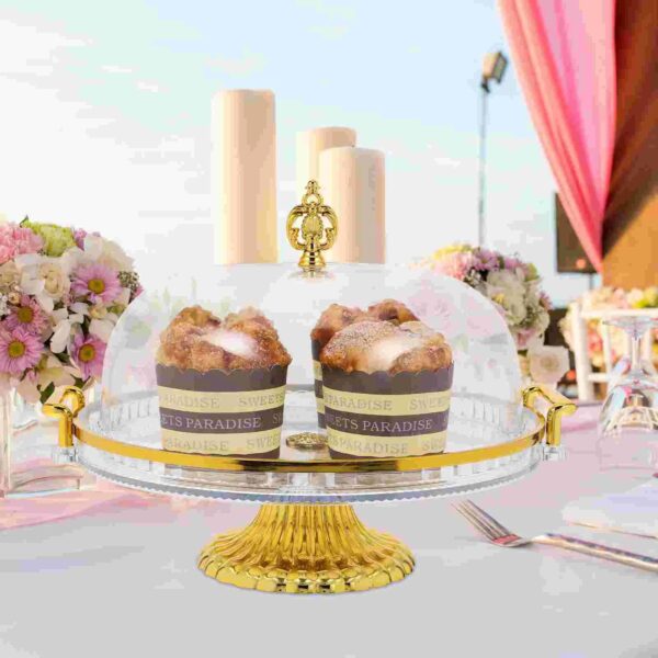 Présentoir à Gâteau Doré avec Cloche Transparente – Plateau & Stand de Gâteau Friday Store – Image 5