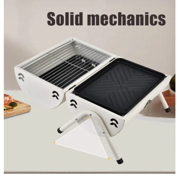 Barbecue Portable de Table Blanc • Grill Nomade avec Poignée Bois – Friday Store – Image 2
