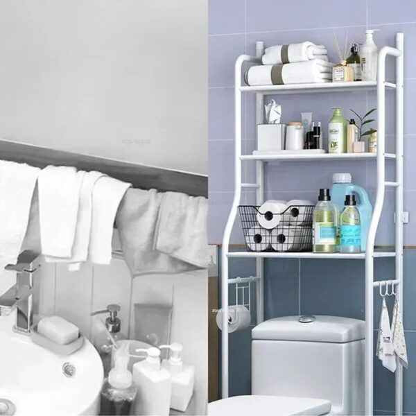 Étagère de Rangement Suspendue au-dessus des WC – 3 Niveaux Métal Blanc | FRIDAY STORE – Image 4