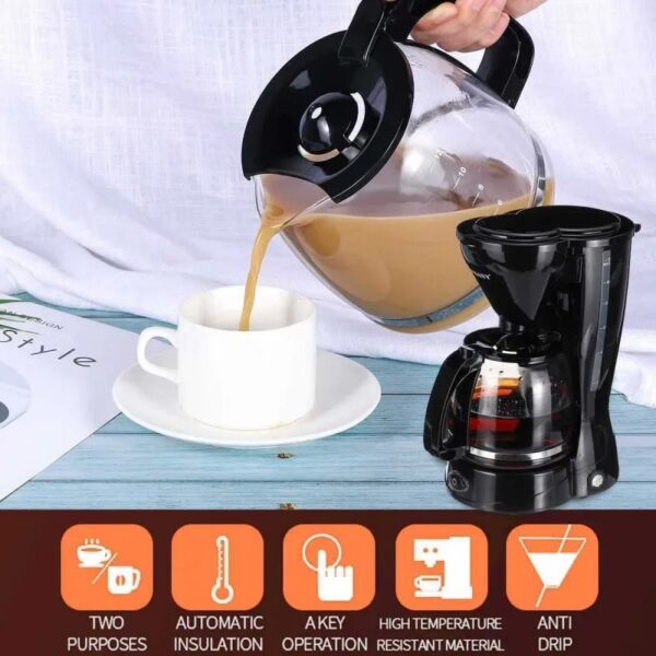 Cafetière filtre électrique 800 W – 1,5 L (12 tasses) – Design noir – Friday Store – Image 4