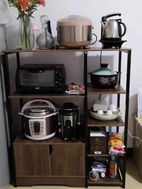 Armoire de Rangement Cuisine 6 Niveaux avec Portes – Étagère Multifonctionnelle en Acier & Bois | FRIDAY STORE – Image 4