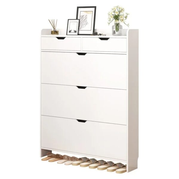 Meuble à Chaussures 5 Tiroirs Blanc – Rangement Gain de Place pour Entrée et Couloir | Friday Store – Image 4