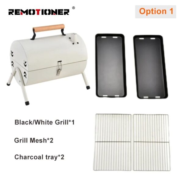 Barbecue Portable de Table Blanc • Grill Nomade avec Poignée Bois – Friday Store – Image 3