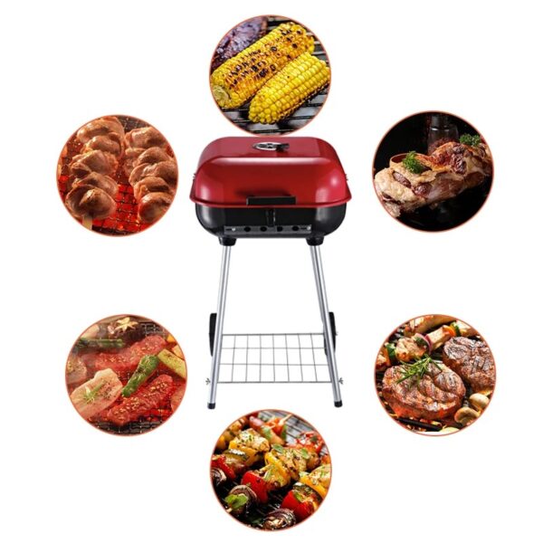 Barbecue Charbon Portable avec Couvercle Rouge • Grillade Outdoor & Brasero Friday Store – Image 3
