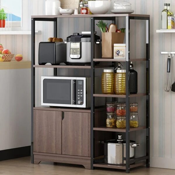 Armoire de Rangement Cuisine 6 Niveaux avec Portes – Étagère Multifonctionnelle en Acier & Bois | FRIDAY STORE – Image 6