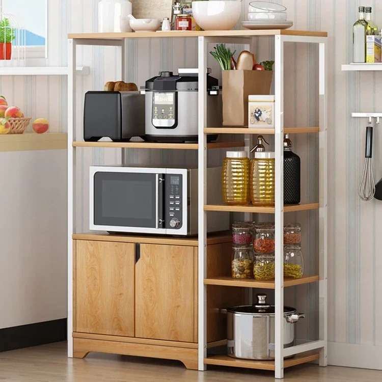 Armoire de Rangement Cuisine 6 Niveaux avec Portes – Étagère Multifonctionnelle en Acier & Bois | FRIDAY STORE