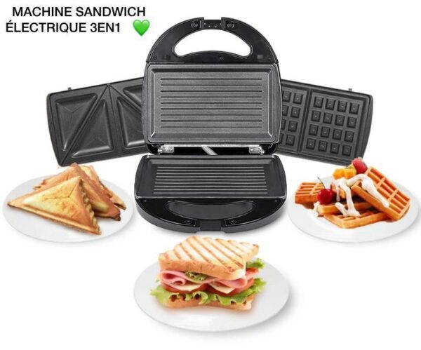 Machine à Sandwich Électrique 3 en 1 – Panini, Gaufres & Grill – Image 2