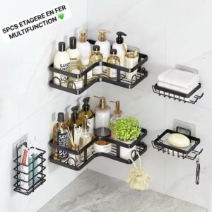 Étagères Murales en Fer 5PCS – Rangement Multifonction pour Salle de Bain et Cuisine | FRIDAY STORE